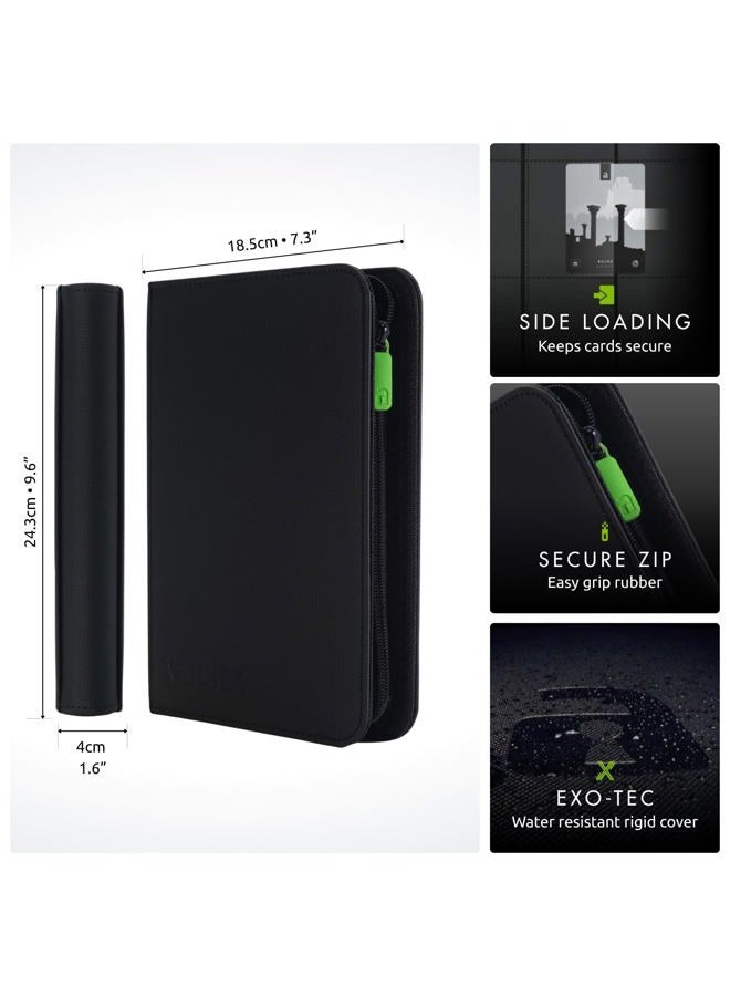 Vault X 4 Pocket Trading Card Zip Binder, 160 Cards, Premium Exo-Tec Album Material, 20 Side-Loading Pages, Folder for Collectible Games, Sports, TCG (Black) - Image 2